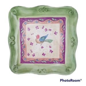 Sango Sue Zipkin Tuscan Gardens Square Salad China Plate Set of 4